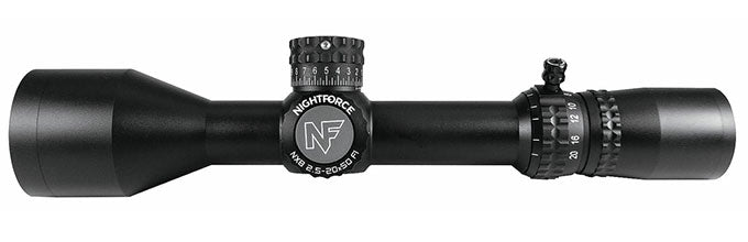 Nightforce NX8 2.5-20x50mm F1 ZeroStop .250 MOA DigIllum PTL MOAR