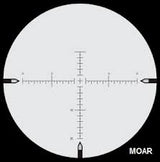 MOAR (non-illuminated) - With 1 MOA elevation and windage markings, more accurate range finding and hold-offs are possible on smaller targets at longer ranges. Combined with a floating center crosshair, this makes for a reticle extremely fast andeasy to use in the field. MOAR™ reticles in Nightforce 5.5-22x and 8-32x NXS models have a 20 MOA scale below centerline (at left). Reticles in 3.5-15x models have an additional 10 MOA scale below center.